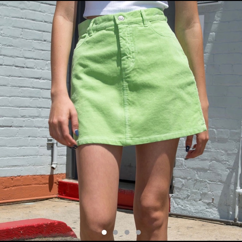 RARE Brandy Melville “Lime Green Juliette Corduroy Skirt”